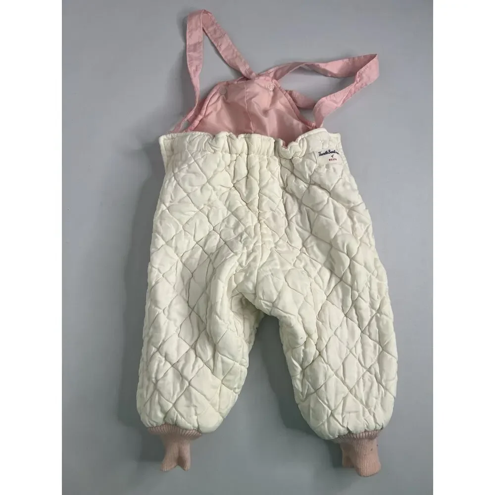 Vintage Snowsuit Quilted Pram Trundle Bundle Pink Removable Booties